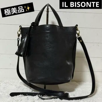 컨디션 최상 IL BISONTE 일비종떼 가죽 버킷백 2way 블랙