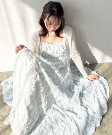 새상품 다즈린 에어리 레이스 셔링 원피스 블루 S