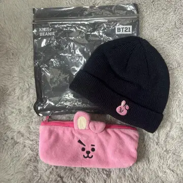 BT21 x LINE FRIENDS BTS 필통 니트 모자 cooky
