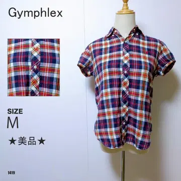 짐플렉스 반팔 체크 셔츠 M 사이즈 면 100% 빨간색 계열 네이비 계열