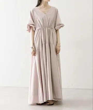 mystic 드로스트 개더 원피스 핑크
