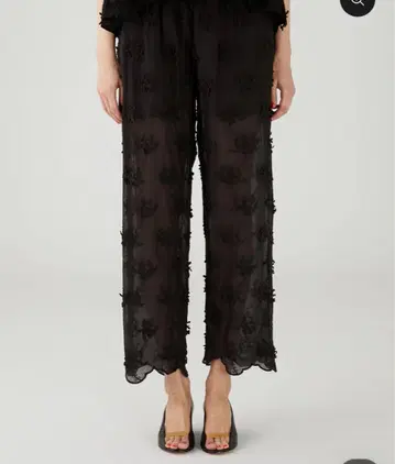 sheer cotton 3D embroidery easy pants