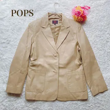 POPS [ L ] 베이지 테일러드 재킷 오피스 캐주얼 픽스킨
