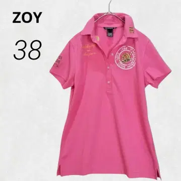 [ ZOY ] 골프웨어 반팔 피케 셔츠 M 핑크 속건성 로고 자수
