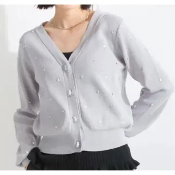 [새상품 미사용] PICCIN 큐빅 가디건 라이트 그레이