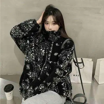 플리스 자켓 블랙 화이트 패턴