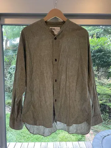 MHL 린넨 밴드 카라 셔츠 M 사이즈