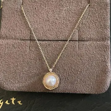 [새상품급] agete 담수 펄 다이아몬드 K10 목걸이 40cm