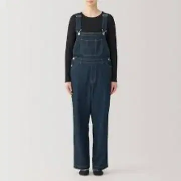 무인양품 데님 오버롤 나무 열매에서 만든 카포크 혼방 S