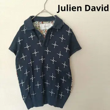 Julien David 반팔 피케 셔츠 네이비 실크 소재 일본제