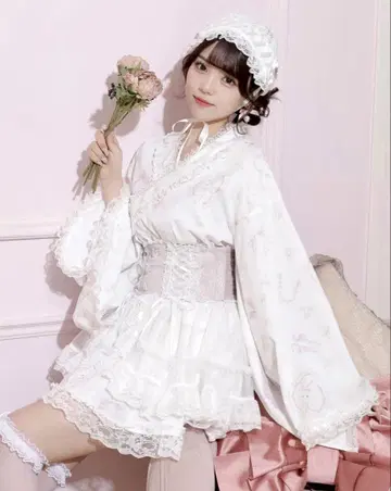 노에미 토끼 튤 플레어 유카타 드레스 M 핑크