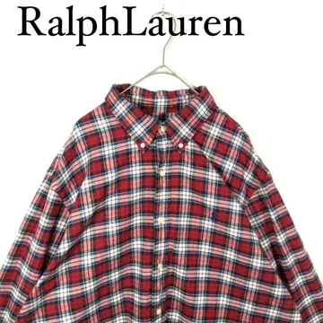 Ralph Lauren 체크 무늬 긴팔 버튼 다운 셔츠 XL