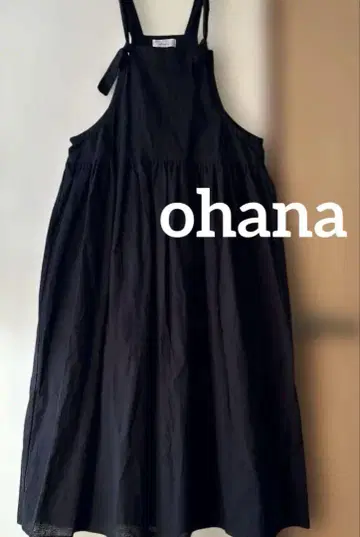 ohana 오하나 린넨 레이온 살로펫 스커트 멜빵 원피스 블랙
