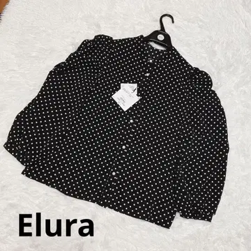 Elura 도트 노카라 블라우스 택 포함 새상품 펄 버튼