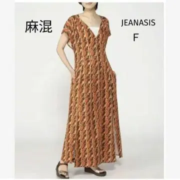 JEANASIS 아프리카 패턴 마 혼방 원피스 가을까지 F 사이즈