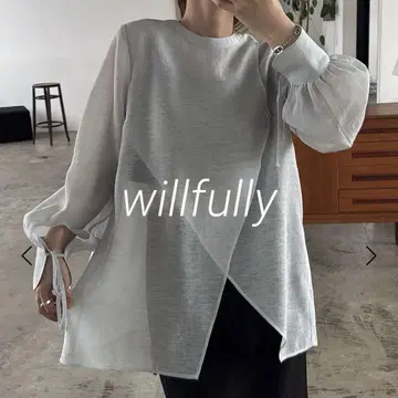 willfully 레이어드 시어 블라우스 블루