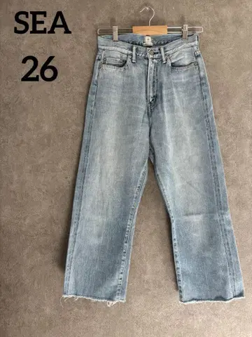 SEA 씨 워시 가공 데님 팬츠 청바지 26 일본제 컷오프