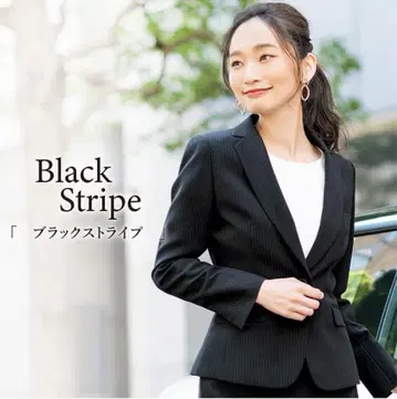 Elena*엘레나* 스트라이프 워셔블 반안감 자켓 *블랙 11AR