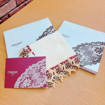 [미사용] 치카자와 레이스 타월 손수건 유하이임 콜라보 2매