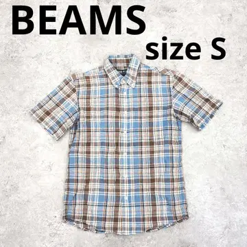 248 BEAMS 반팔 체크 버튼 다운 셔츠 S