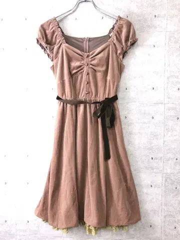 히메 갸루 구제 의류 LEST ROSE 허리 리본 뷔스티에 벨로아 원피스