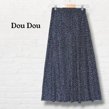 드드 Dou Dou 롱 스커트 도트 무늬 [ S~M 상당 ] 네이비