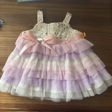 BUILD A BEAR 프릴 핑크 보라색 드레스