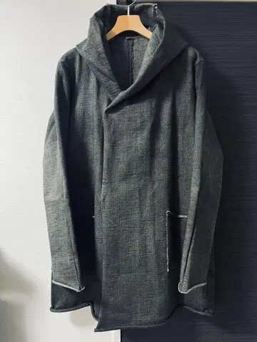 ware 헤비 저지 후디드 코트 먹염색 ma+