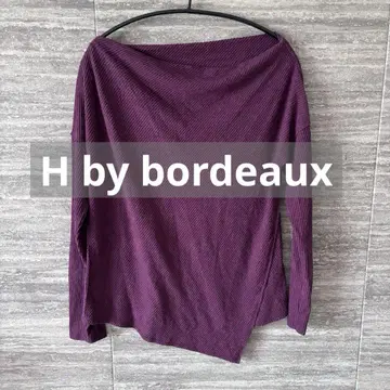 H by bordeaux 오프숄더 긴팔 상의 드레이프 비대칭