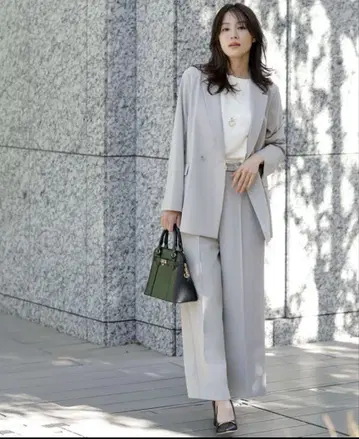 any SiS 스트레치 와이드 팬츠 (블루 그레이) M