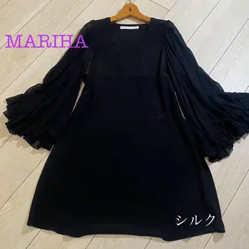 MARIHA 실크 프릴 소매 원피스 무릎 기장