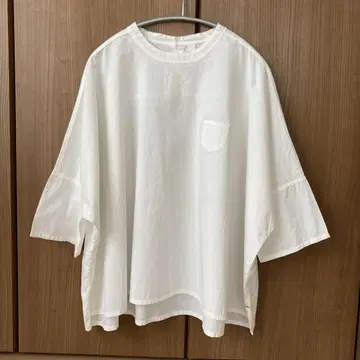 N/L 내추럴 런드리 화이트 반팔 셔츠