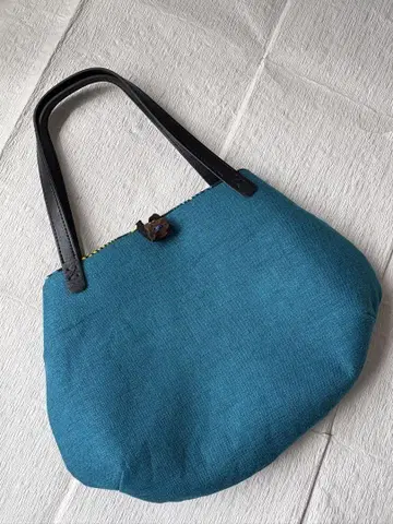 기모노 외출 bag 린넨 셀룰리안 블루