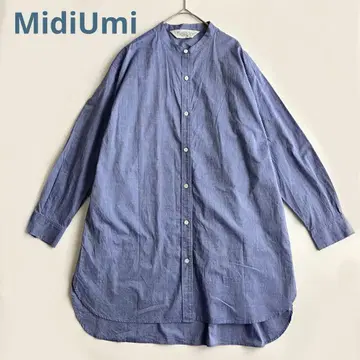 [새상품급] MidiUmi 미디우미 밴드 카라 롱 셔츠 코튼 세탁 가능