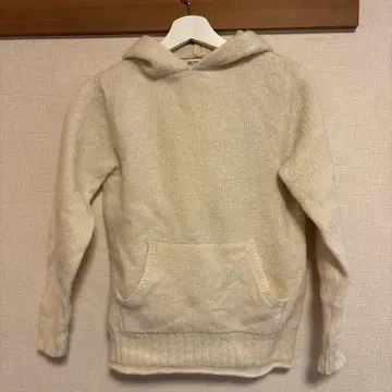 BEAMS BOY 후드 니트 스웨터 아이보리
