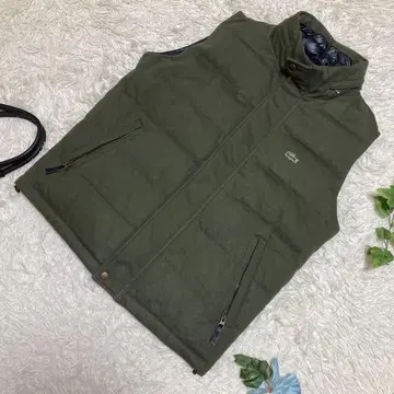 극미품 라코스테 다운 베스트 그린 원포인트 로고 52/4 XL