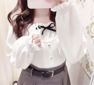 evelyn 하트 비쥬 니트 화이트