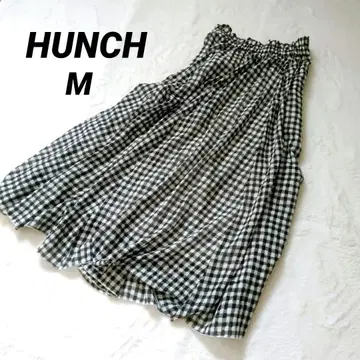 HUNCH 헌치 깅엄 체크 롱 플레어 스커트 허리밴딩 안감 있음