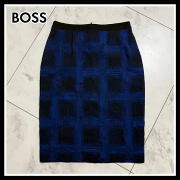 새상품급 HUGO BOSS 휴고보스 무릎 기장 타이트 스커트 블랙 블루