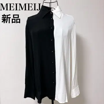 MEI MEI J 새상품 이탈리아제 긴팔 셔츠 (블랙 화이트) L 사이즈