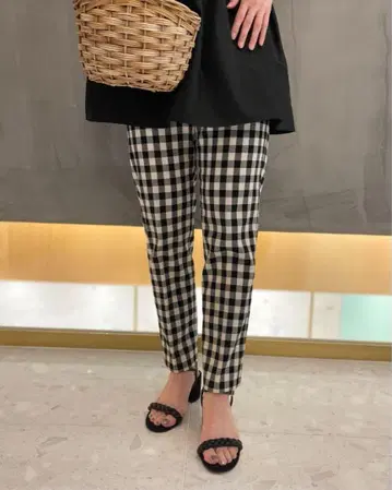 UNITED ARROWS 샤이니 깅엄 체크 슬림 팬츠