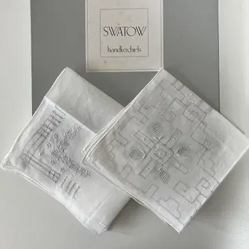 SWATOW 자수 꽃무늬 레이스 손수건 세트