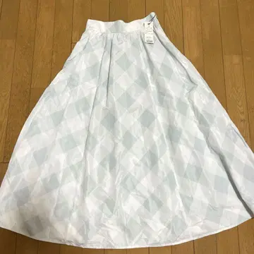 노엘라 체크 플레어 스커트 라이트 그린