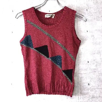 70'svibes Poushal 레트로 자카드 라메 니트 베스트