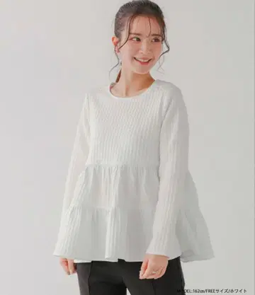 fitmore 하운드투스 자카드 티어드 상의 화이트
