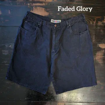 US 구제 의류 블랙 데님 Faded Glory 숏팬츠