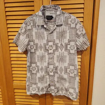 PENDLETON 펜들턴 알로하 셔츠 네이티브 무늬 그레이 화이트 M