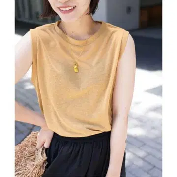SLOBE IENA 슬라브 천축 슬리브리스 TEE 베이지