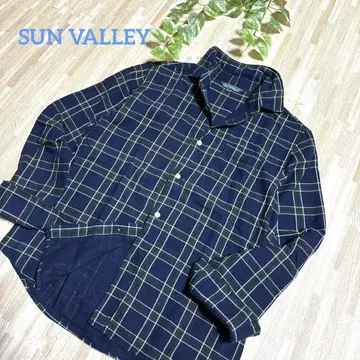 SUN VALLEY 썬밸리 네이비 그린 체크 긴팔 셔츠 블라우스