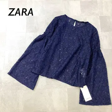 [새 상품 택 포함] ZARA 전체 레이스 긴팔 티셔츠 네이비